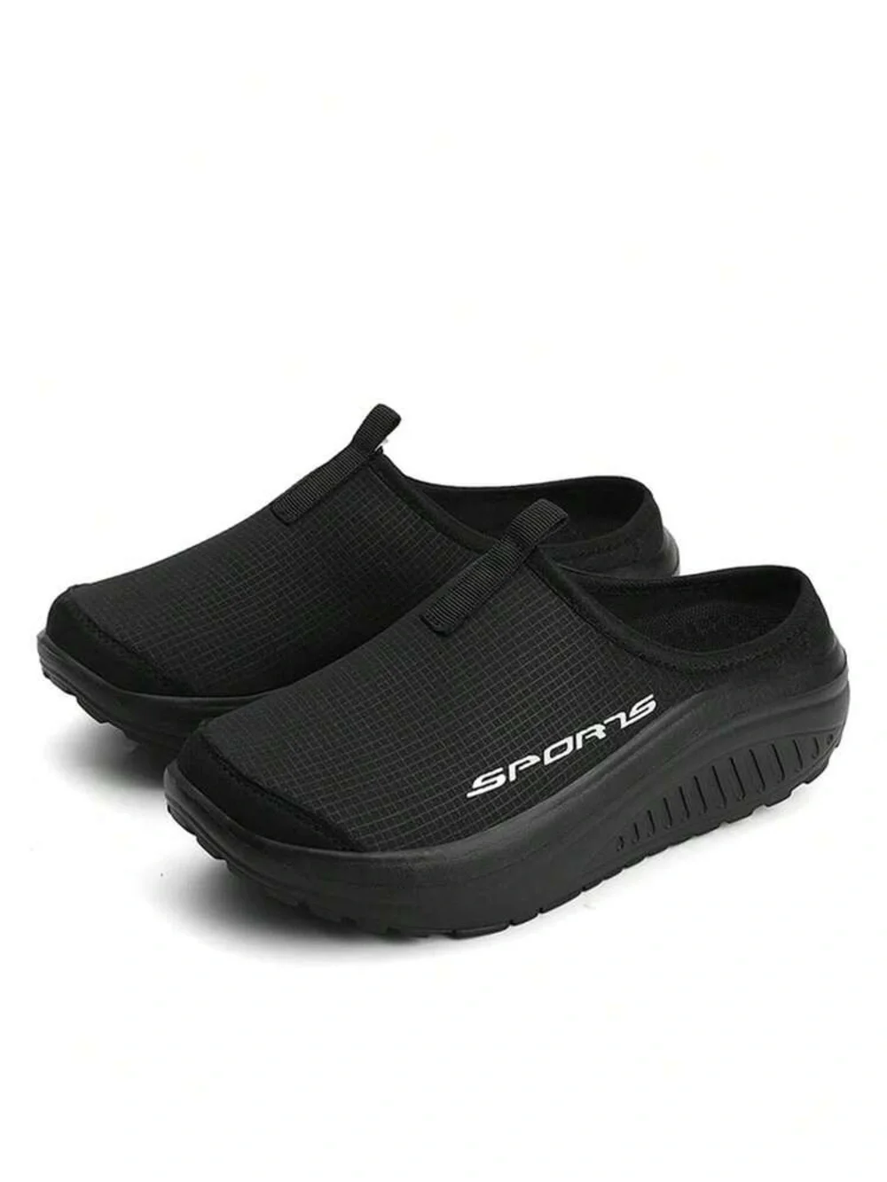 Mens Black Walking Slip On Shoes Sneakers Open Back Size 9 New